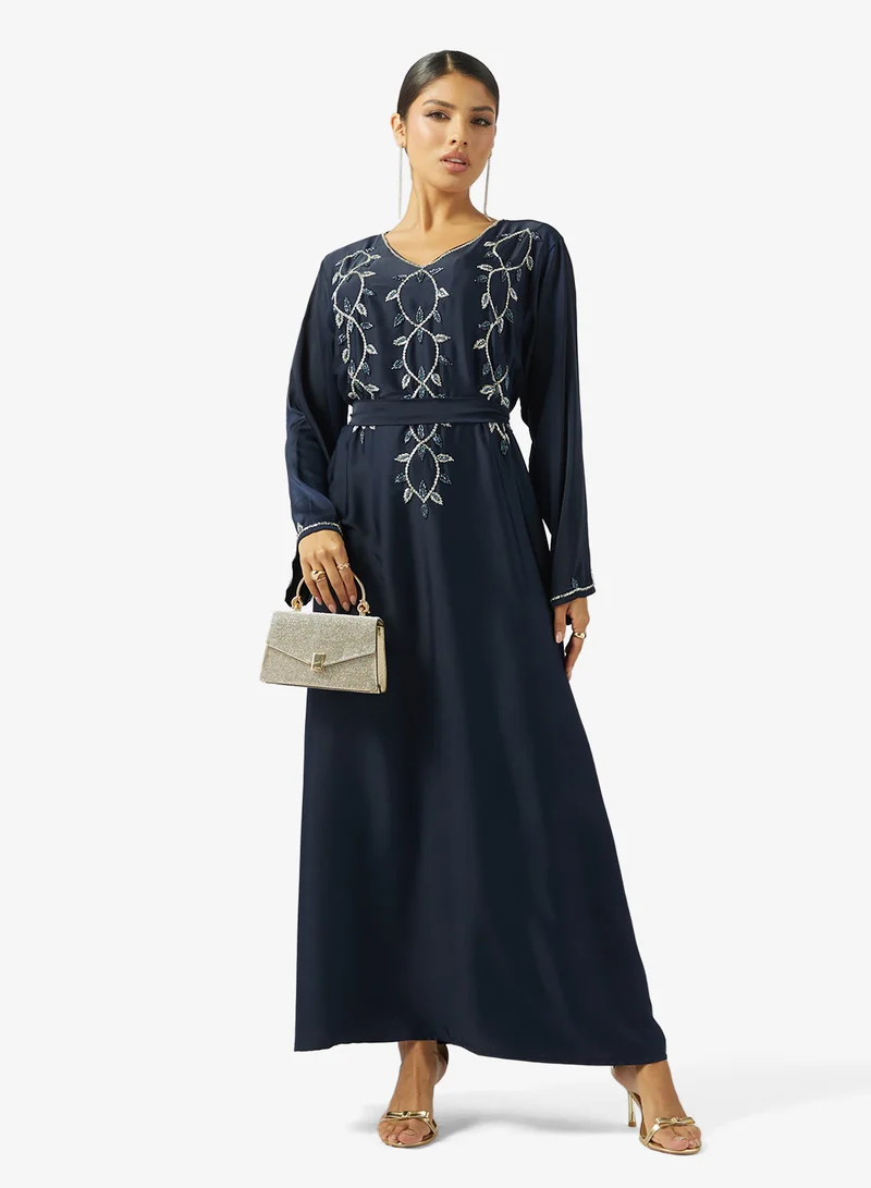 hayas closet  Embellished Belted Jalabiya for Women | Best Price UAE
